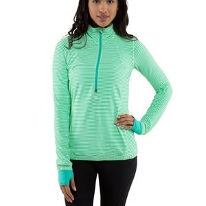 LULULEMON Green Striped Forthright 1/2 Zip Athletic Pullover Sweatshirt Size 8